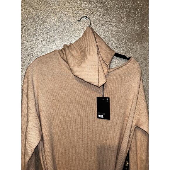 Paige Raundi Womens M Camel Shoulder Cutout Ribbed Wool Blend Sweater Dress NWT - Picture 4 of 14